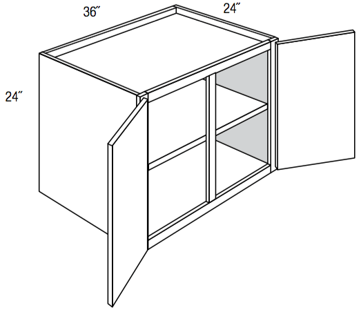 W362424 - Upton Brown - Refrigerator Wall Cabinet - 24" High x 24" Deep - Double Doors