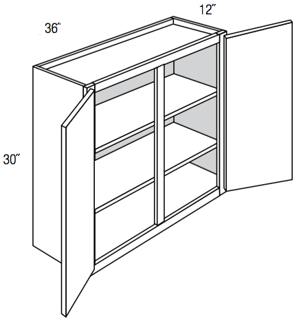 W3630 - Essex White - Wall Cabinet - Double Doors