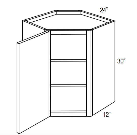 WDC2430 - Norwich Slab - Corner Diagonal Wall Cabinet - Single Door