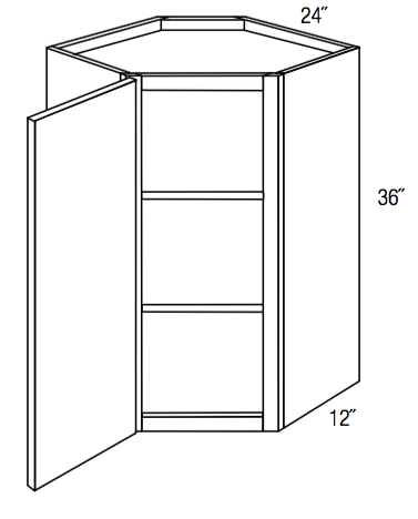 WDC2436 - Amesbury White - 36" High Wall Diagonal - Single Door