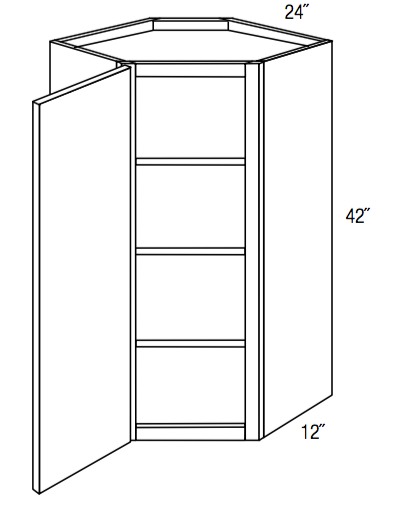 WDC2442 - Amesbury White - 42" High Wall Diagonal - Single Door