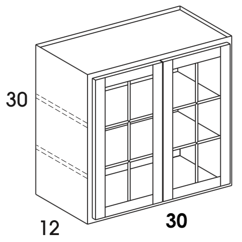 WMD3030 - Berwyn Opal - Wall Cabinet w/Butt Mullion Doors - Glass Not Included