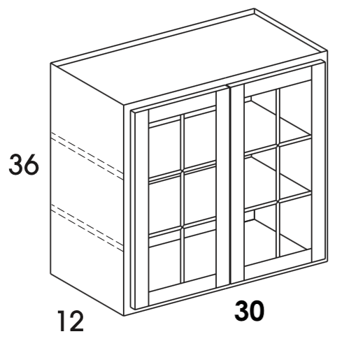 WMD3036 - Berwyn Opal - Wall Cabinet w/Butt Mullion Doors - Glass Not Included