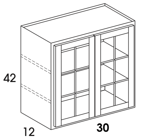 WMD3042 - Berwyn Opal - Wall Cabinet w/Butt Mullion Doors - Glass Not Included