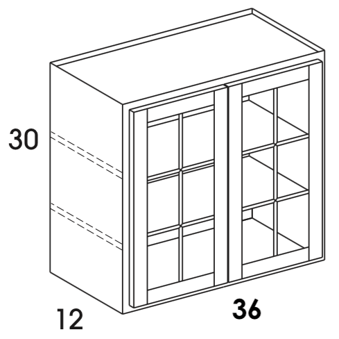 WMD3630 - Berwyn Opal - Wall Cabinet w/Butt Mullion Doors - Glass Not Included - Special Order