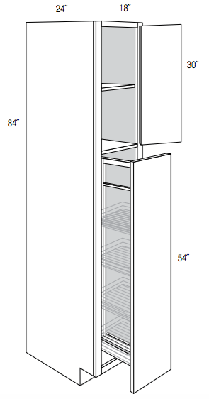 WP1884PO - Essex Castle - Pantry Cabinet - Single Door with Pull-out