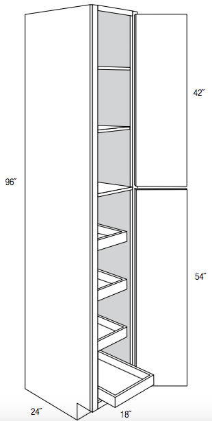 WP1896SCRT - Amesbury Mist - Pantry cabinet - Single Door w/4 Soft Close Roll Out Trays