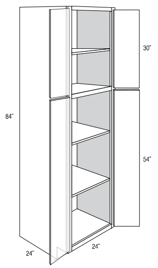 WP2484B - Amesbury White - Pantry Cabinet - Butt Doors