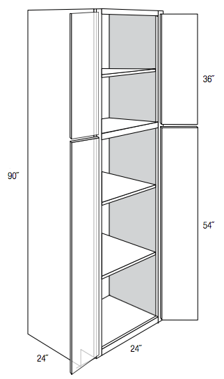 WP2490B - Amesbury White - Pantry Cabinet - Butt Doors