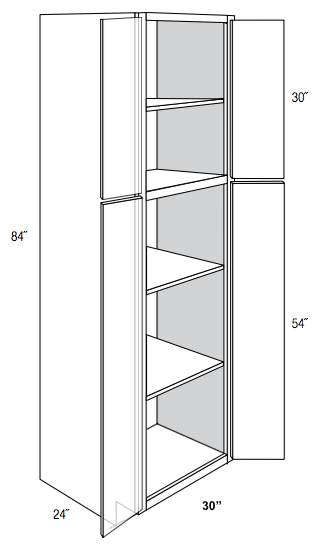 WP3084B - Amesbury White - Pantry cabinet - Butt Doors